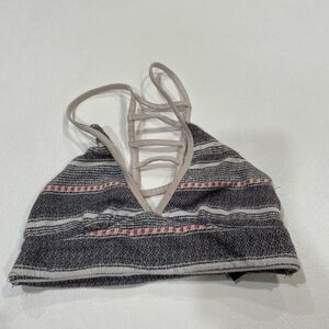 OBEY Strappy Bralette XXS Gray Striped Crop Top Festival Boho Lounge